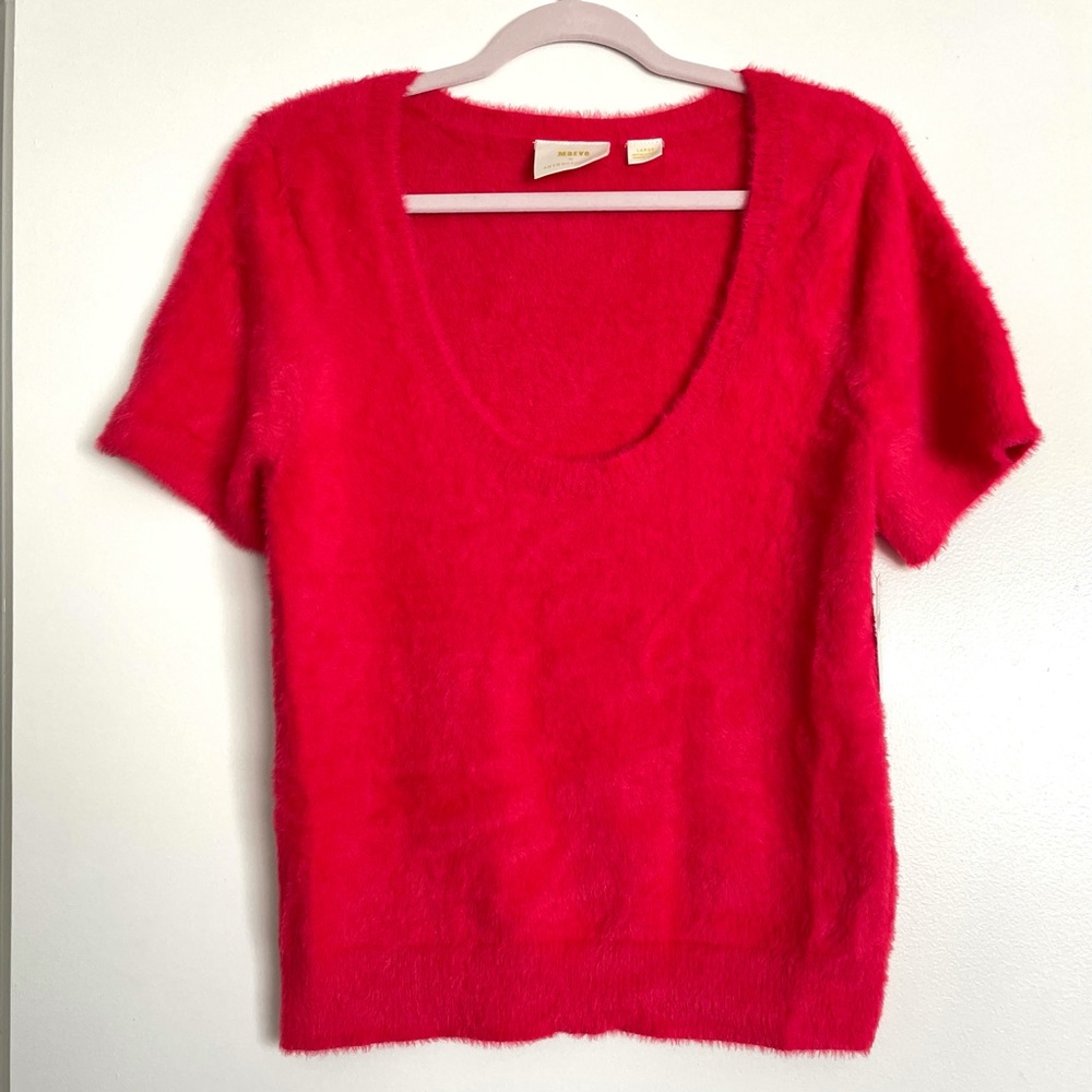 Nwt Anthropologie Cherry Red Soft Swoop Neck Blou… - image 1